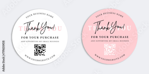 Vector thank you sticker template business packaging packaging sticker