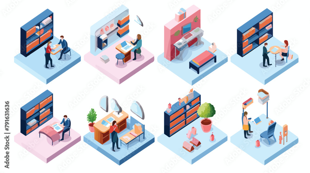 Isometric reading book education technology vector