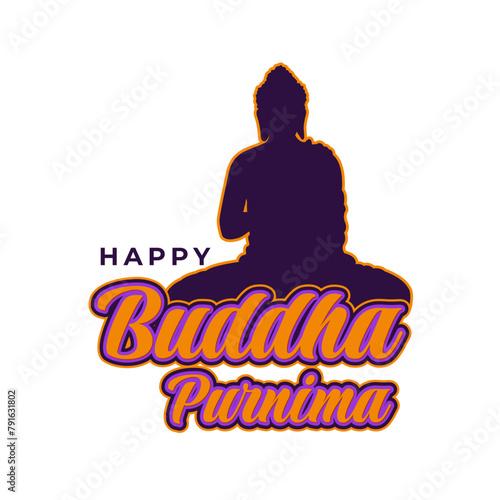 Happy Budhha Purnima Or Vesak Day Silhouette.