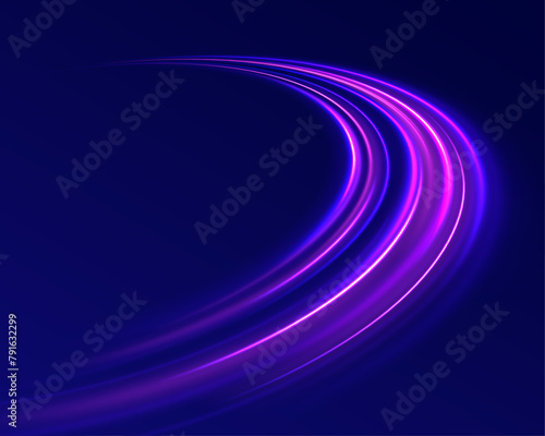 Electric car and city concept Hitech communication concept innovation background. Expressway, car headlight effect. Speed connection vector background. 