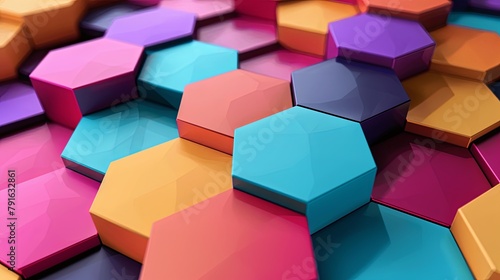 Colorful hexagons stacked in a symmetrical pattern  creating an educational toy