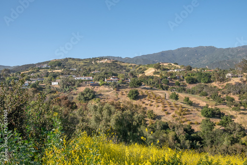 scenic view to Santa Barbara with its forests and hills, California