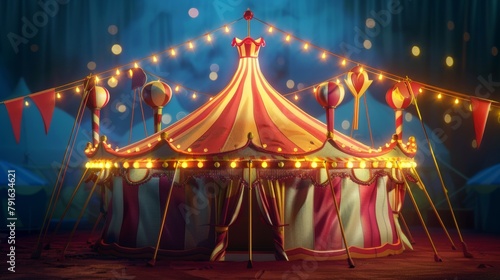 A charming 3d illustration of a whimsical circus tent AI generated illustration