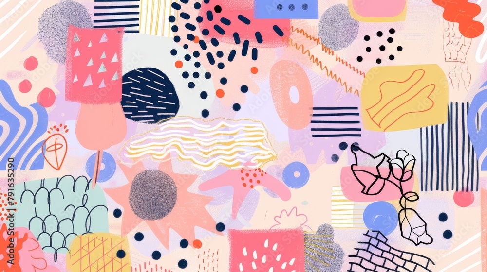 A collage of abstract elements in a cute style AI generated illustration A collage of abstract elements in a cute style AI generated illustration