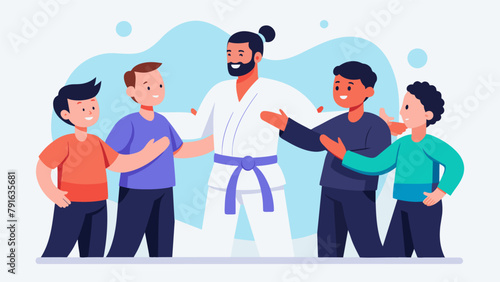 As the sparring session ends the opponents thank each other and their instructor grateful for the opportunity to improve and grow in their