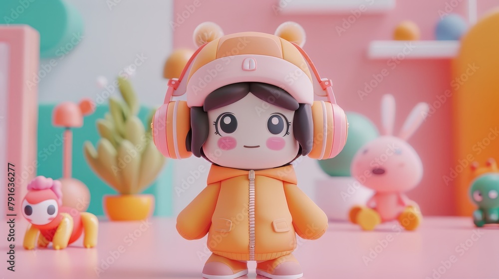 A cute 3d character attending a virtual event AI generated illustration A cute 3d character attending a virtual event AI generated illustration