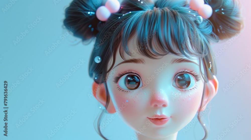 A cute 3d character trying out a new beauty trend  AI generated illustration