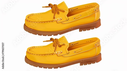 isolated yellow moccasin shoes on transparent background.