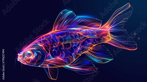 isolatedneon tatra fish on the transparent background.