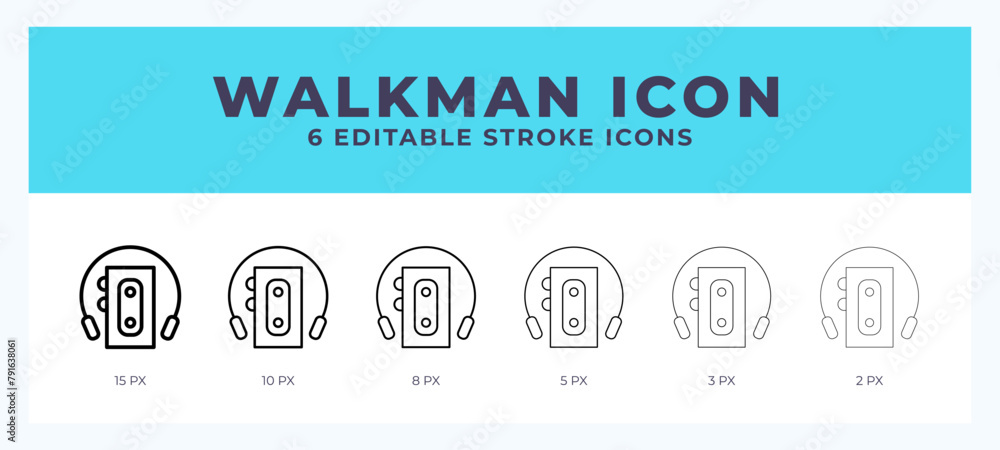 Walkman line icon for websites and apps. Vector illustration with editable stroke.