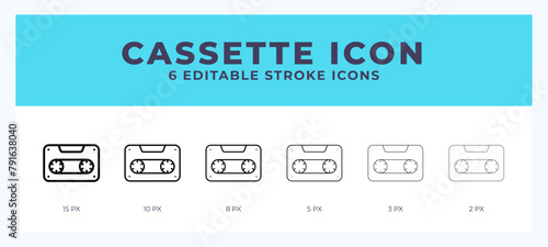 Cassette vector icon. With different stroke vector illustration.