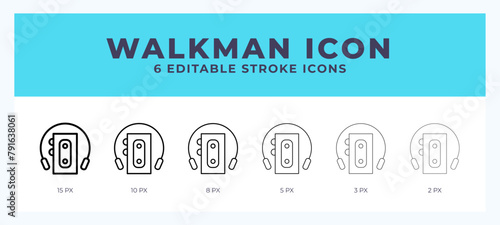 Walkman line icon for websites and apps. Vector illustration with editable stroke.