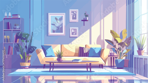 Living room interior flat design vector illustratio