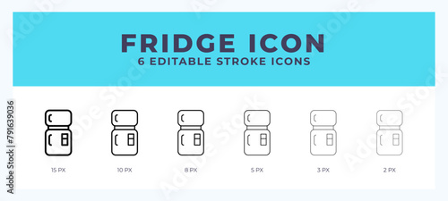 Fridge icon symbol. Logo illustration thin line. Bold line vector icons. Editable stroke