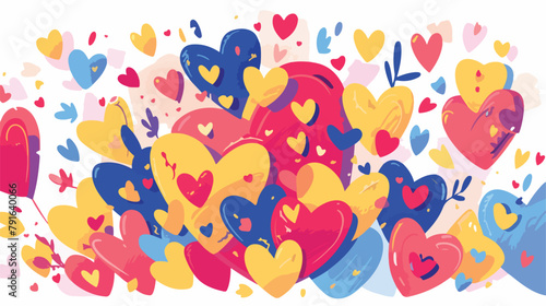 Love vector heart illustration 2d flat cartoon vact