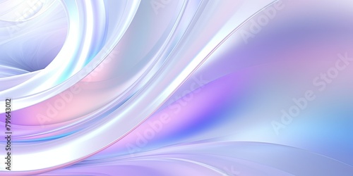 White abstract background with spiral. Background of futuristic swirls in the style of holographic. Shiny  glossy 3D rendering. Hologram with copy space