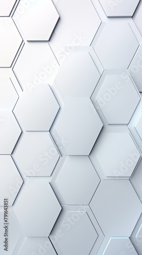 White background with hexagon pattern  3D rendering illustration. Abstract white wallpaper design for banner  poster or cover with copy space 