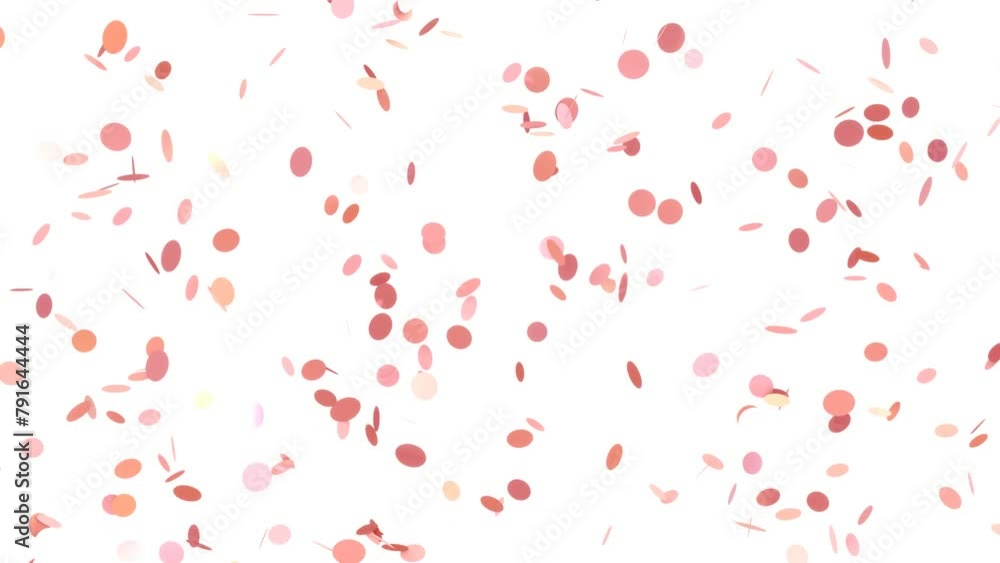 Animation of falling circular confetti over the white background. Rendered animation. Animation of falling circular confetti over the white background. Rendered animation.