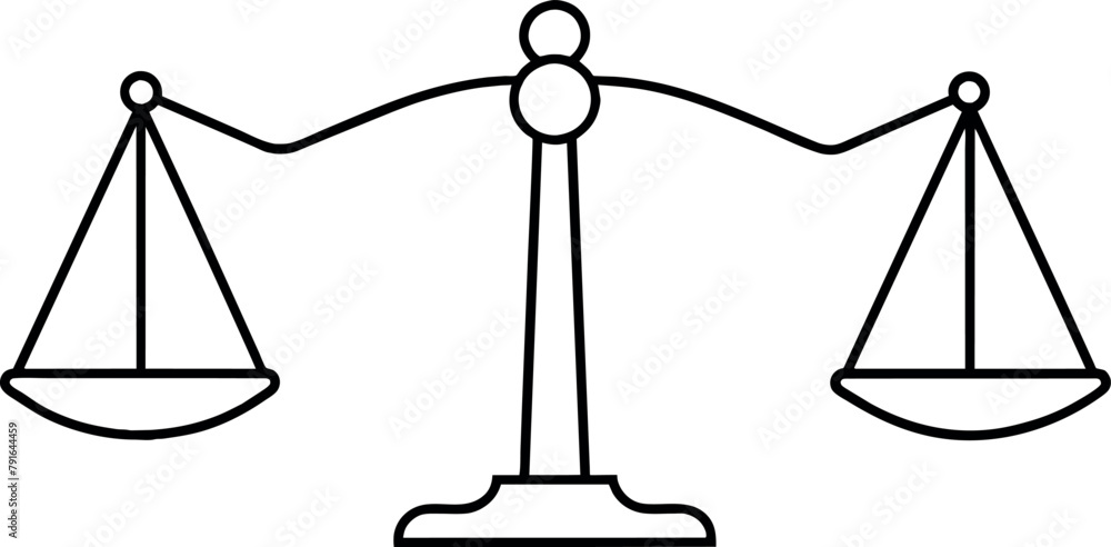 One continuous line drawing of law balance and scale of justice. Symbol ...