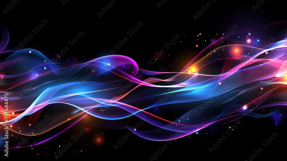 Obraz premium data flow wave background. Futuristic blue particle wave