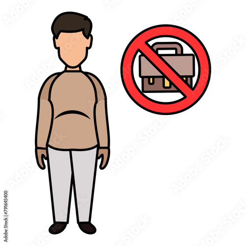 Lazy Idle Colleagues concept, Obese workers vector icon design,  out of work  symbol,  Layoff sign, Unwaged stock illustration