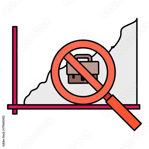 graph depicts a decline New job opportunities are not emerging in the market concept, job finder  vector icon design,  out of work  symbol,  Layoff sign, Unwaged stock illustration