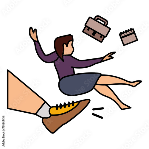 businesswoman symbolizing job dismissal concept, Challenges of loosing job vector icon design,  out of work  symbol,  Layoff sign, Unwaged stock illustration