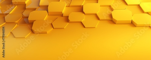 Yellow background with hexagon pattern  3D rendering illustration. Abstract yellow wallpaper design for banner  poster or cover with copy space 