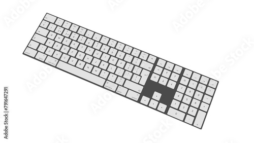 computer keyboard 3d on a white background