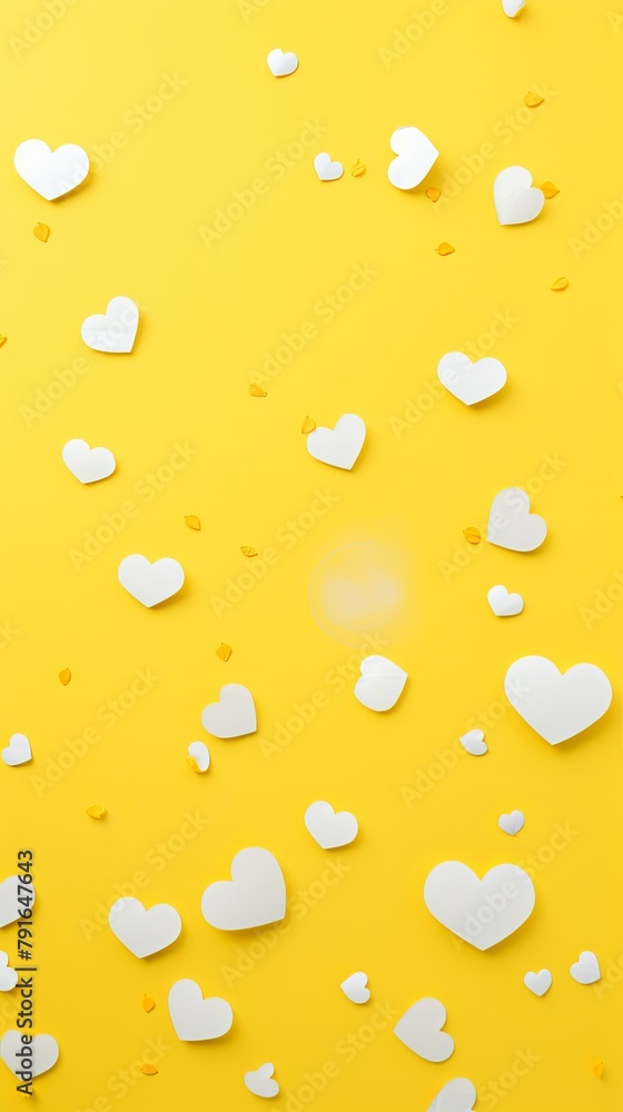 yellow hearts pattern scattered across the surface, creating an adorable and festive background for Valentine's Day