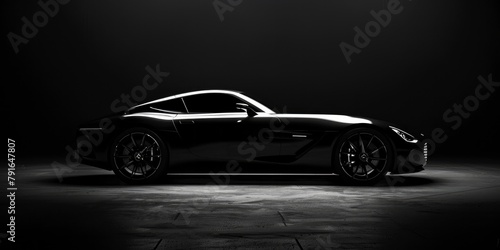 Black car silhouette on black background