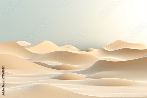 3d render  cartoon illustration of beige hills with water in the background  simple minimalistic style  low detail copy space for photo text or product