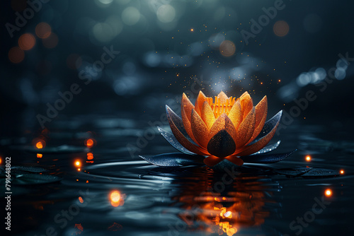 Zen lotus flower on water