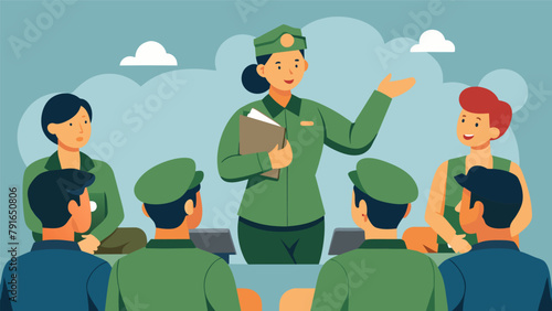 A military the leading a group session teaching soldiers how to effectively manage their emotions and stay mentally prepared for combat.
