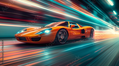 Images of exciting sports car moments Create dynamic motion effects Emphasis on the speed and agility of the vehicle.
