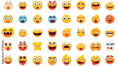 Mega big collection set of flat Emoji face emotion