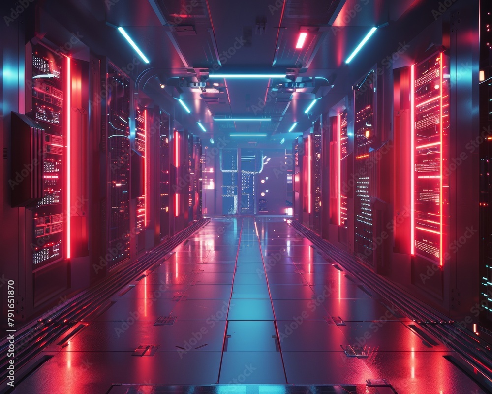 A quantum blockchain setup in a futuristic data center A quantum blockchain setup in a futuristic data center