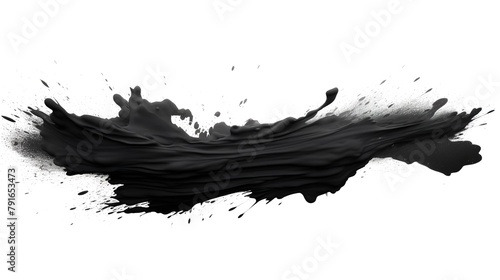 Abstract Black Ink Liquid Splashing Drops Brush