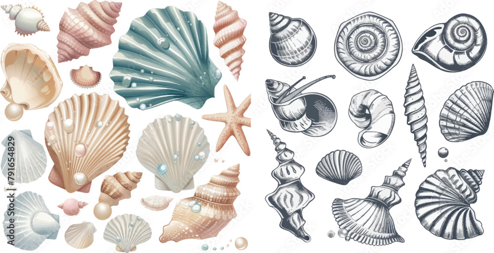 Vector sea shells Vector sea shells