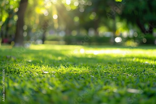 Beautiful blurred background of natural green grass in the park. photo