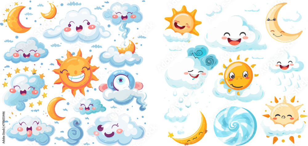 Cartoon weathers illustration items for kids