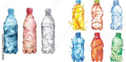  Unhygienic plastic crush bottle water, used broken bottled trash garbage refuse plastics