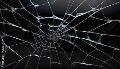Intricate Spider Web on Black Background photo