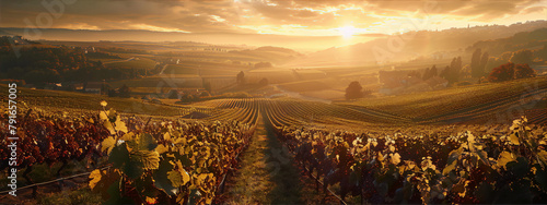 vineyard sunset rolling hills warm colors idyllic rural landscape photography