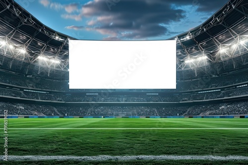 Empty electronic scoreboard at a football stadium photo