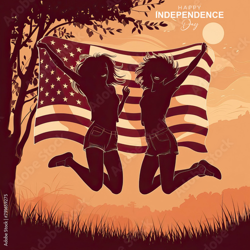 United States Independence Day, Poster. Independence Day USA, Post. Independence Day USA Poster, Vector. Happy Independence Day, Sale. United States Independence Day Poster, Offer, Happy. Banner. 