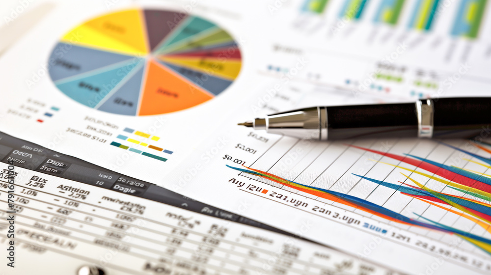 Pen on chart or graph paper. Financial, account, statistics and business data concept. Pen on chart or graph paper. Financial, account, statistics and business data concept.