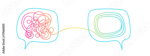 Tangle of thoughts. Line concept. Simplify process