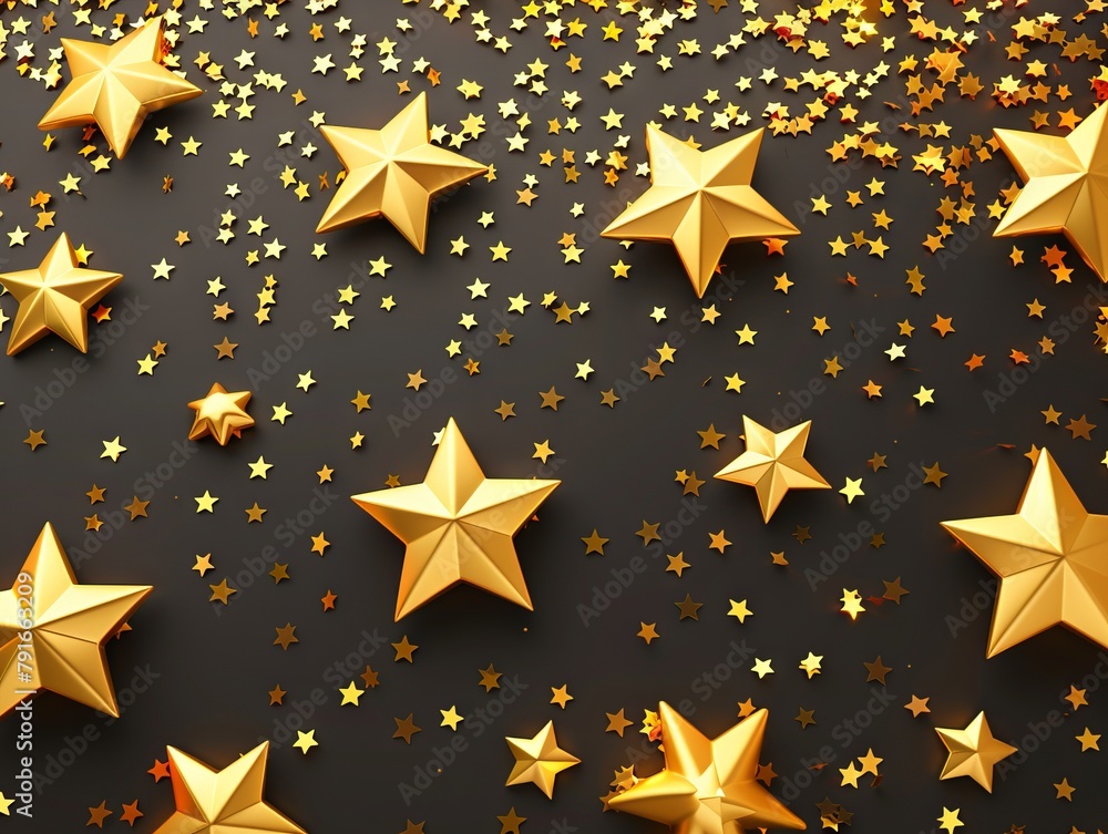 Gold stars on a black background. Gold stars on a black background.