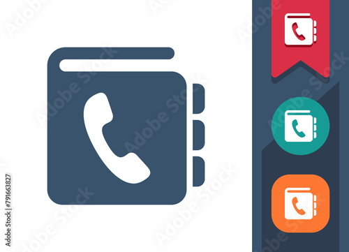 Phone Book Icon. Phonebook, Telephone, Contact List, Contacts